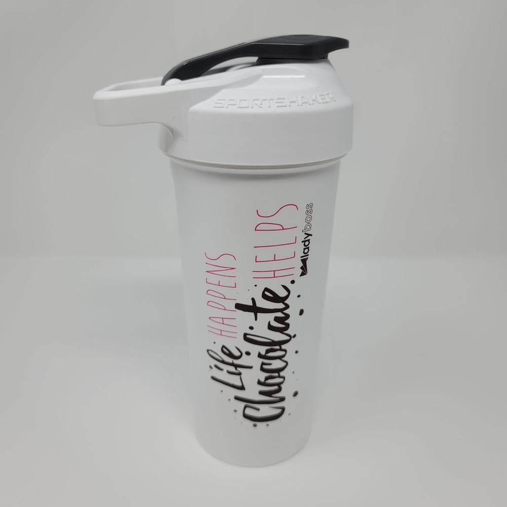 SportShaker‎ LadyBoss Life Happens Chocolate Helps White Shaker Bottle Water